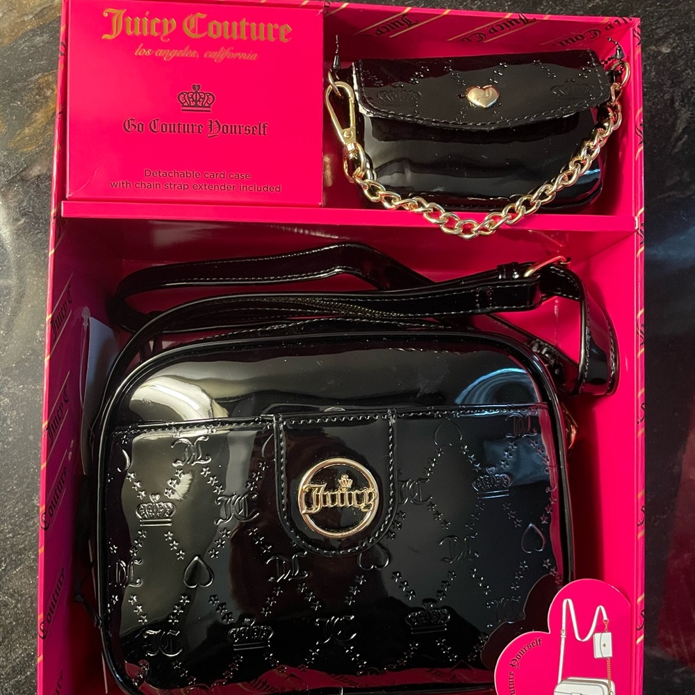 💖Juicy Couture Crown Liquorice Camera Crossbody & Coin Purse Gift Set